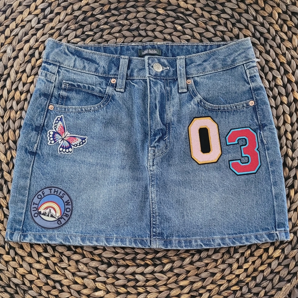 Denim Skirt with Patches